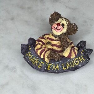 Vintage Clown Bear Brooch Pin "Make‎ 'Em Laugh" Figural Whimsical Jewelry